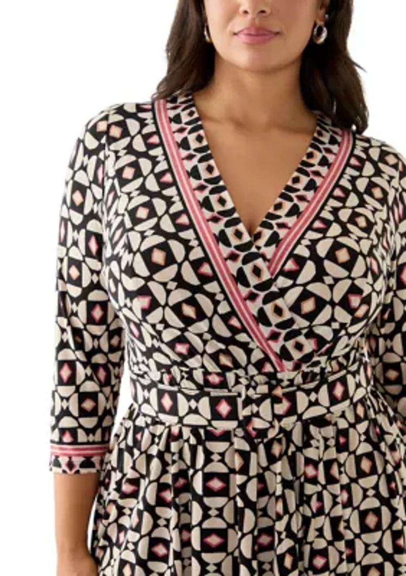 Plus Long Sleeve Wrap Dress