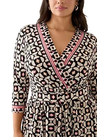 Plus Long Sleeve Wrap Dress