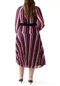 Plus Mock Neck Printed Chiffon Dress