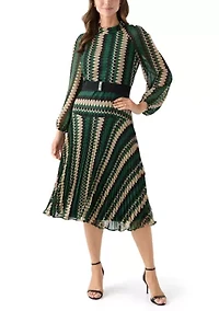 Women's Mock Neck Printed Chiffon Maxi Dress