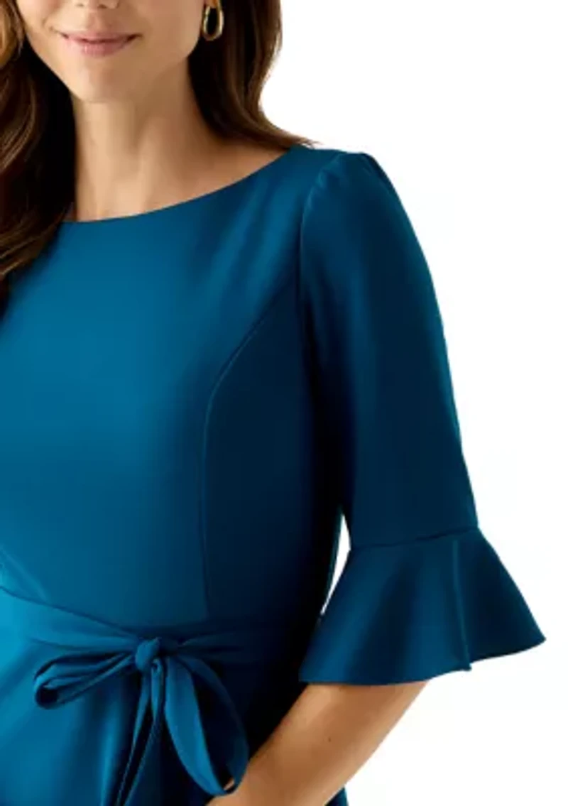 Women's Bell Sleeve Scuba Fit-and-Flare Dress