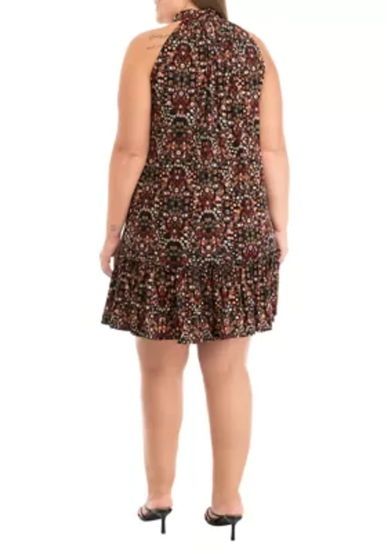 Plus Sleeveless Halter A-Line Dress