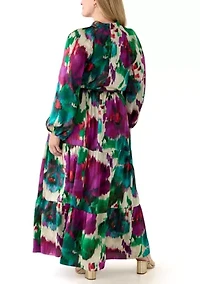 Plus Floral Print Chiffon Maxi Dress