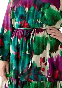 Plus Floral Print Chiffon Maxi Dress