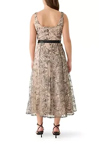 Women's Sleeveless Lace Satin Tie Waist Short Cocktail Dress