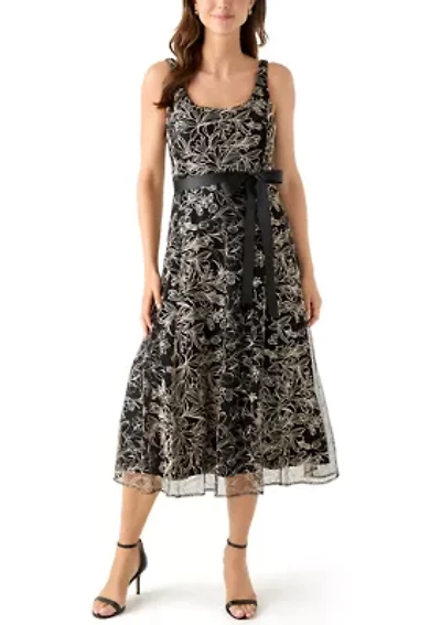 Women's Scoop Neck Mesh Cocktail Dress