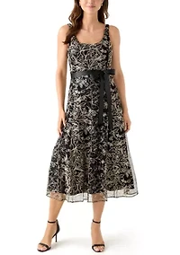 Women's Scoop Neck Mesh Cocktail Dress
