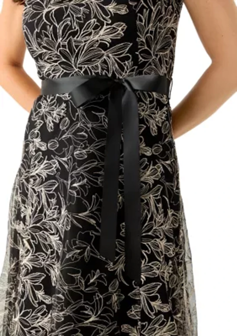 Women's Scoop Neck Mesh Cocktail Dress
