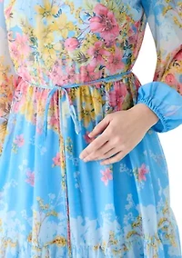 Women's Floral Mock Neck Maxi Dress