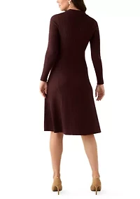 Women's Long Sleeve Collar Button Down Solid Sheath Dress