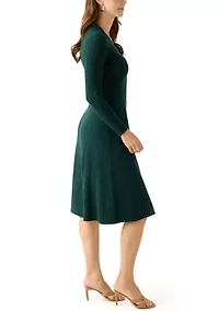 Women's Long Sleeve Collar Button Down Solid Sheath Dress