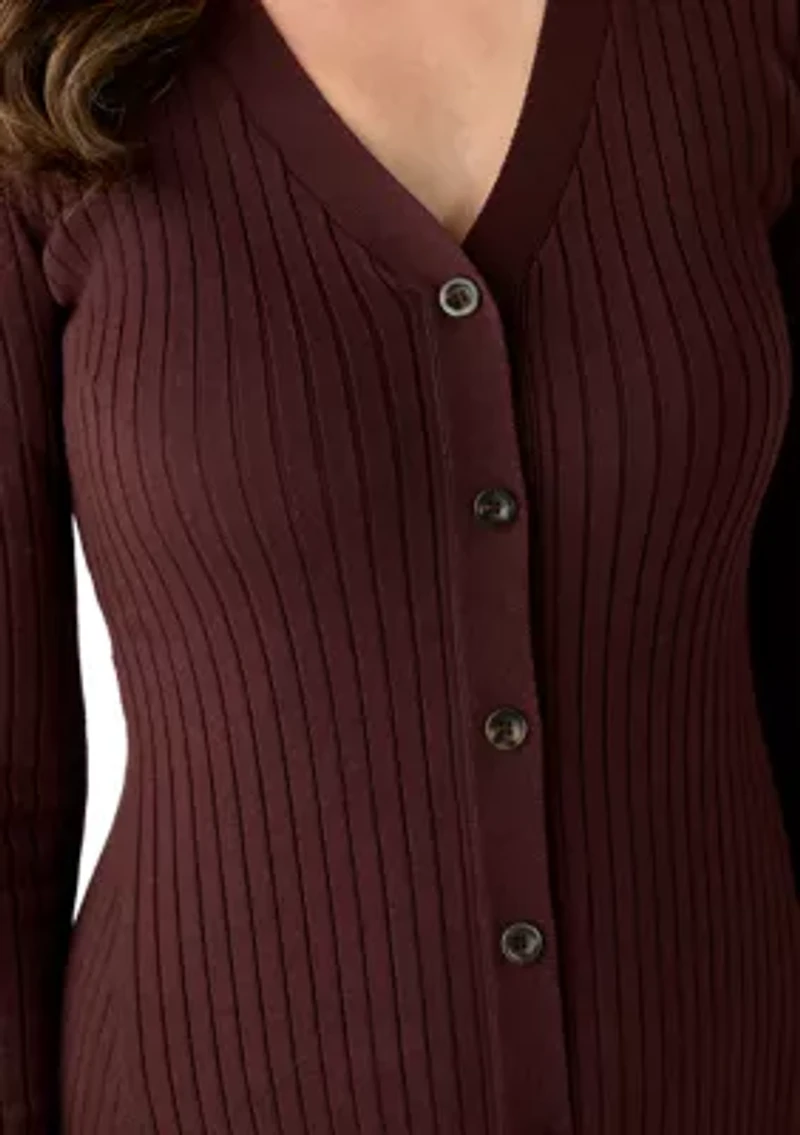 Women's Long Sleeve Collar Button Down Solid Sheath Dress