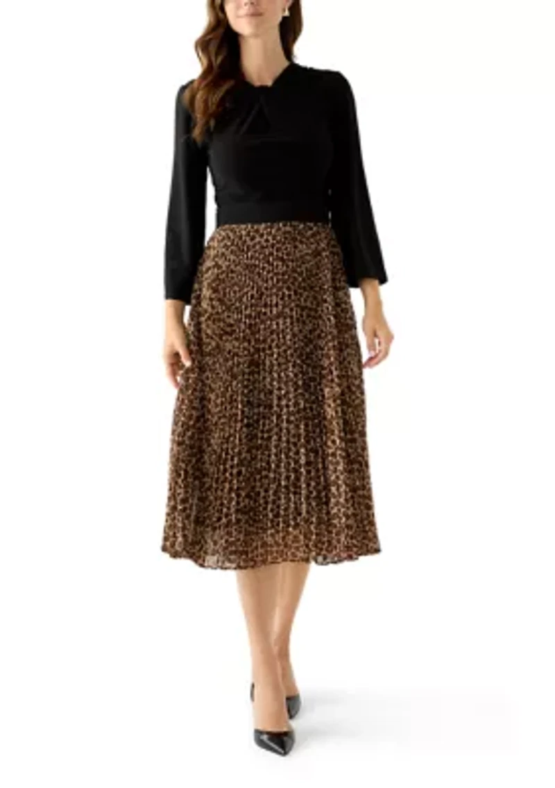 Women's Long Sleeve Chiffon Fit-and-Flare Dress