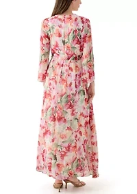 Plus Long Sleeve V-Neck Maxi Dress