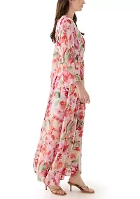 Plus Long Sleeve V-Neck Maxi Dress
