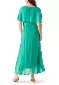 Women's Short Sleeve Crew Neck Chiffon Dress