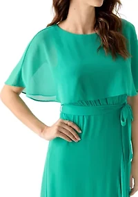 Women's Short Sleeve Crew Neck Chiffon Dress