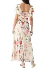 Women's Short Sleeve Square Neck Floral Print Dress