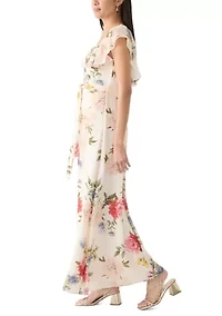 Women's Short Sleeve Square Neck Floral Print Dress