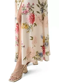 Women's Short Sleeve Square Neck Floral Print Dress