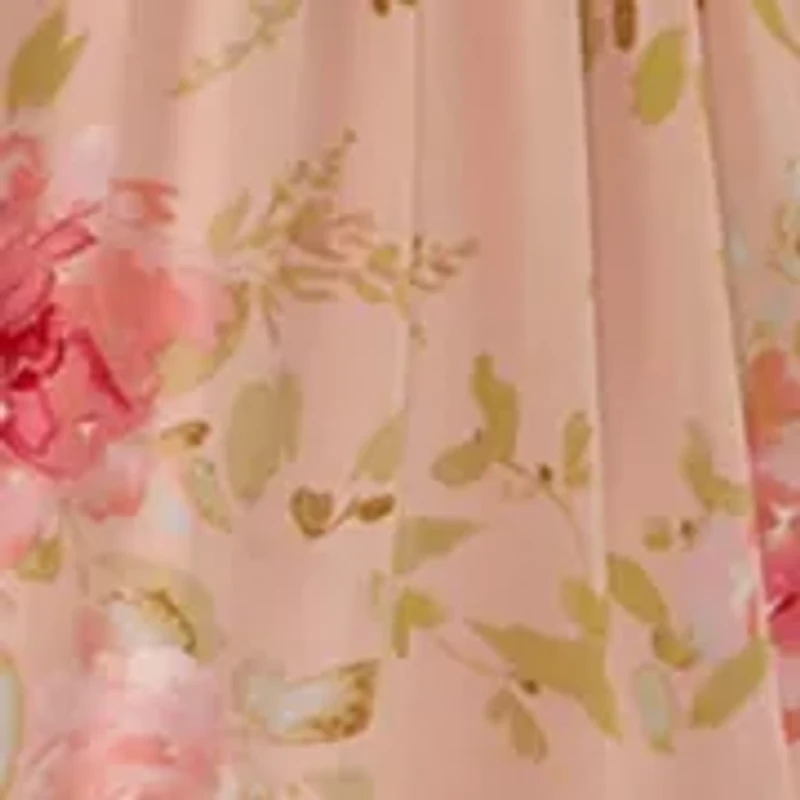 Plus Short Sleeve Printed Chiffon A-Line Dress