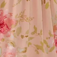 Plus Short Sleeve Printed Chiffon A-Line Dress