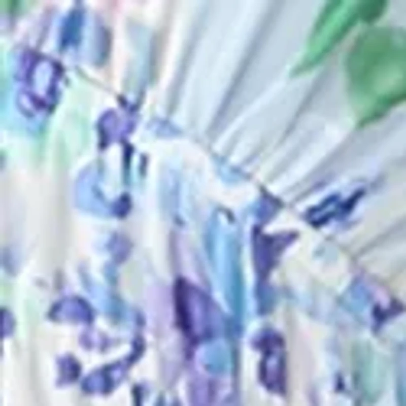 Women's Long Sleeve V-Neck Floral Print Chiffon Dress