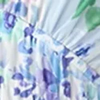 Women's Long Sleeve V-Neck Floral Print Chiffon Dress