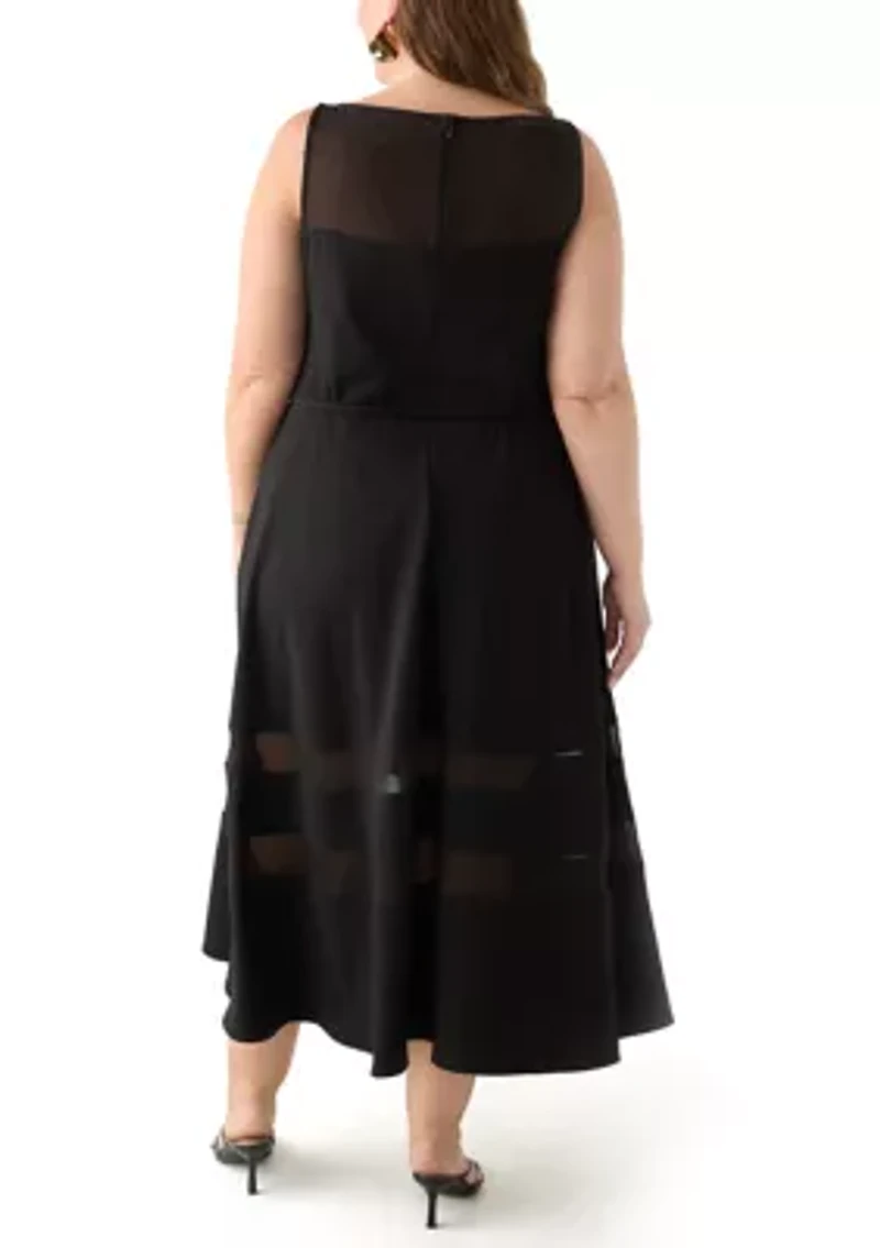 Plus Crew Neck Solid Scuba Dress