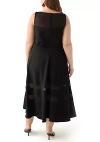 Plus Crew Neck Solid Scuba Dress