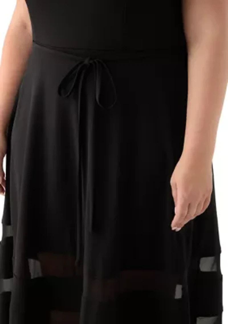 Plus Crew Neck Solid Scuba Dress