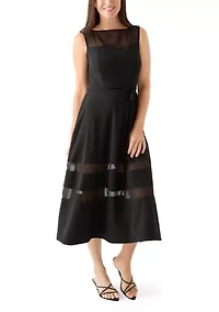 Women's Sleeveless Scuba Crepe Fit-and-Flare Dress