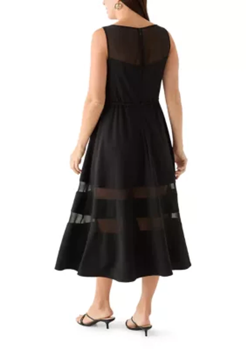 Women's Sleeveless Scuba Crepe Fit-and-Flare Dress