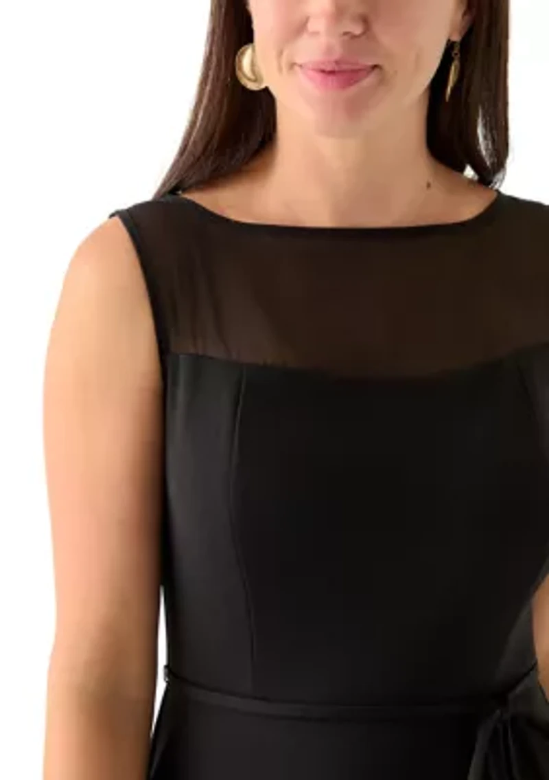 Women's Sleeveless Scuba Crepe Fit-and-Flare Dress