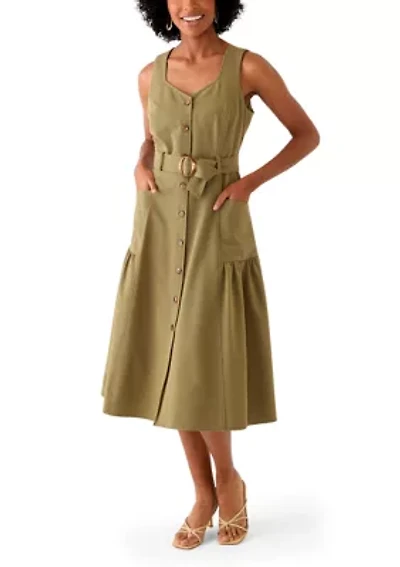 Women's Sleeveless Sweetheart Neck Midi Dress