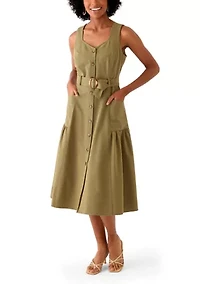 Women's Sleeveless Sweetheart Neck Midi Dress