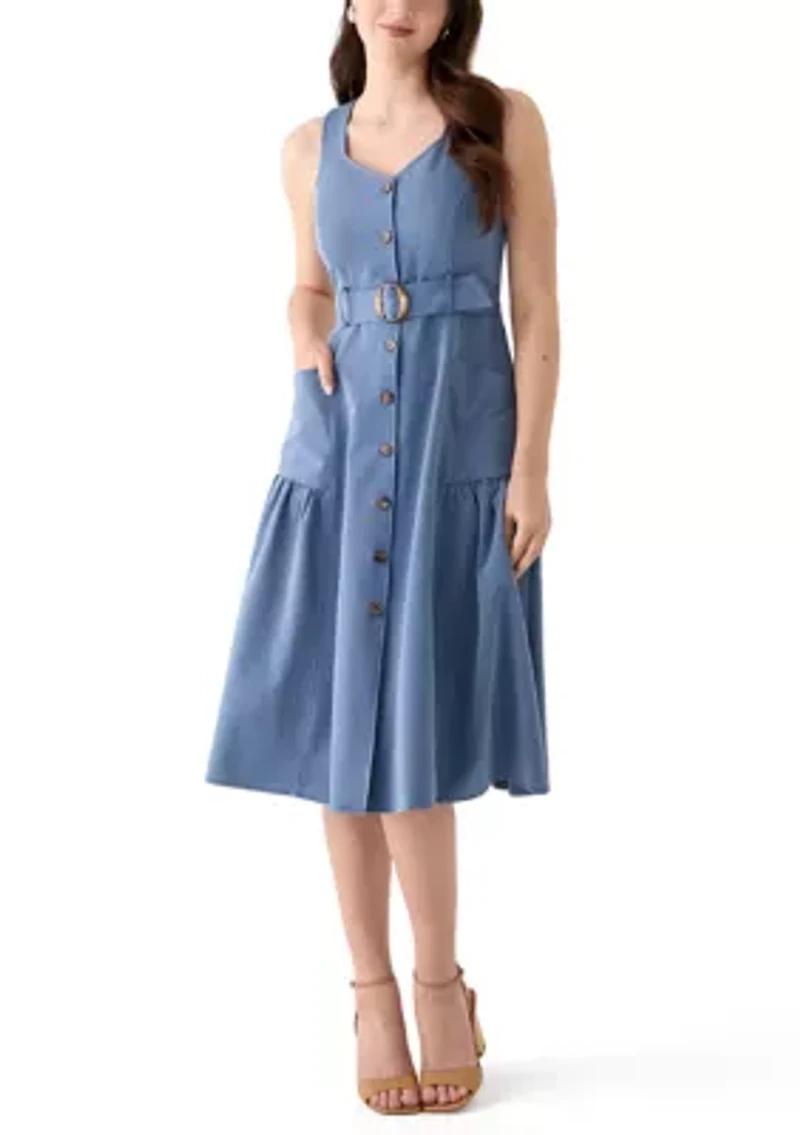 Women's Sleeveless Sweetheart Neck Midi Dress