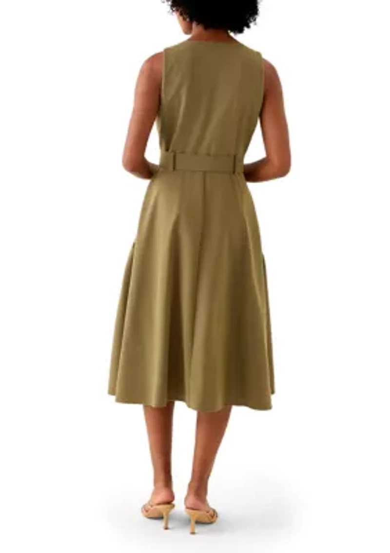 Women's Sleeveless Sweetheart Neck Midi Dress