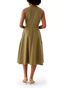 Women's Sleeveless Sweetheart Neck Midi Dress