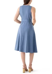 Women's Sleeveless Sweetheart Neck Midi Dress