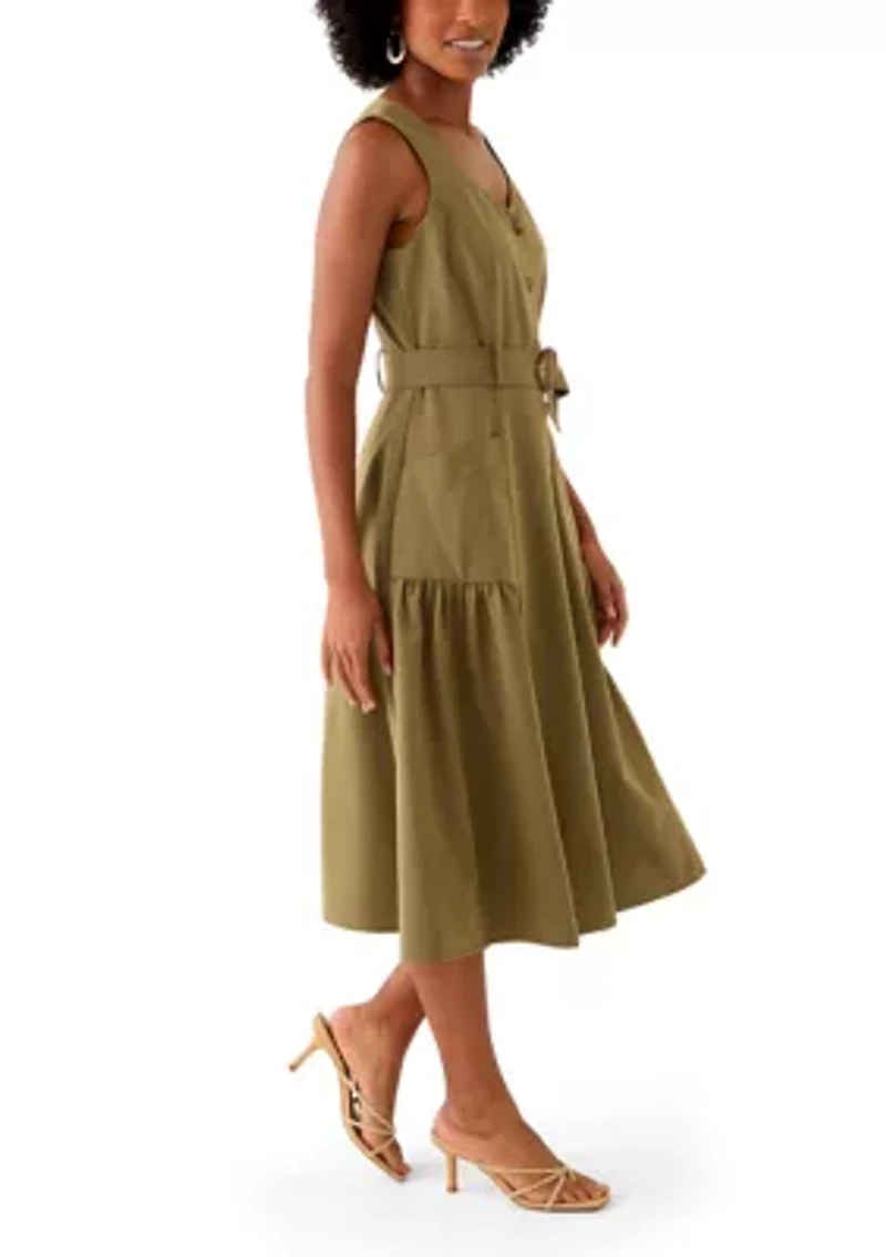 Women's Sleeveless Sweetheart Neck Midi Dress