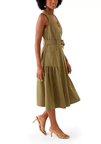 Women's Sleeveless Sweetheart Neck Midi Dress