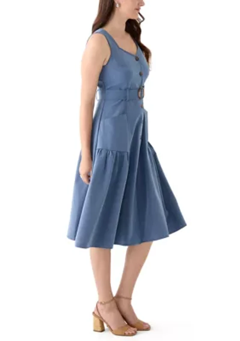 Women's Sleeveless Sweetheart Neck Midi Dress