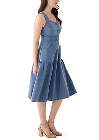Women's Sleeveless Sweetheart Neck Midi Dress