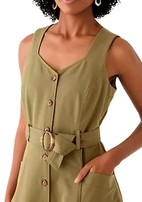 Women's Sleeveless Sweetheart Neck Midi Dress