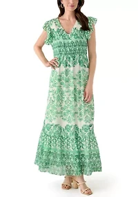 Women's Flutter Sleeve Floral Smock Dress