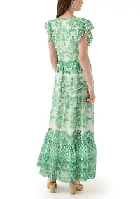 Women's Flutter Sleeve Floral Smock Dress