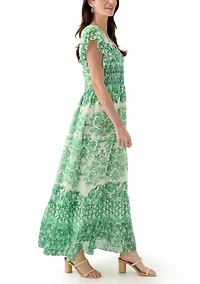 Women's Flutter Sleeve Floral Smock Dress