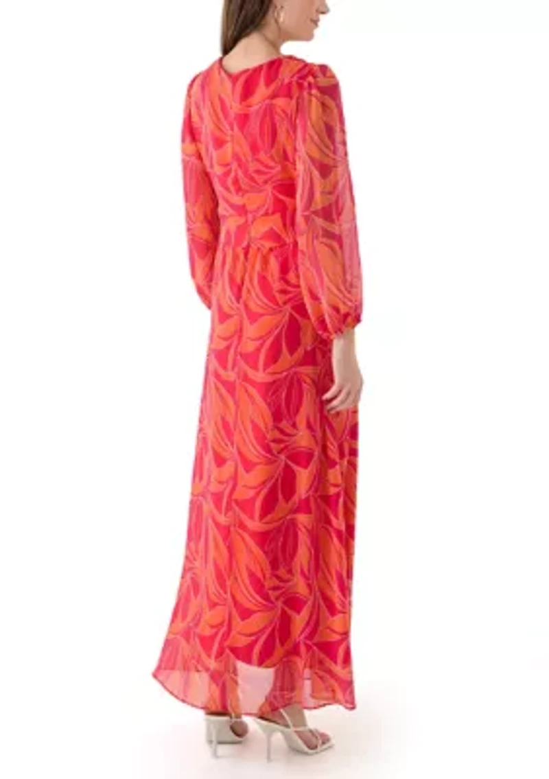 Women's Blouson Sleeve Floral Print Dress