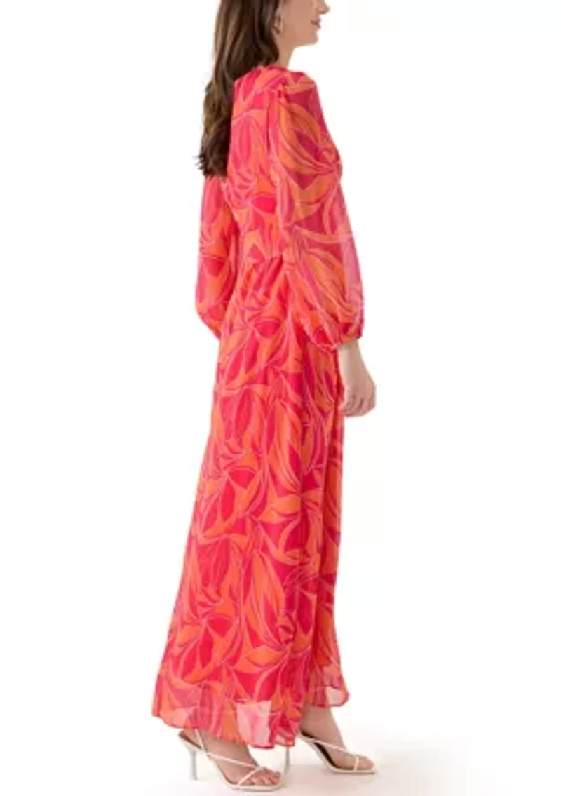 Women's Blouson Sleeve Floral Print Dress